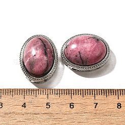 天然ロードナイトマルチ連リンク  オーバル  カドミウムフリー＆鉛フリー  プラチナ  21x16.5x11.5mm  穴：3mm&nbsp;KK-M304-02P-16