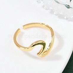 女性用真鍮調節可能カフリング  長持ちメッキ  ニッケルフリー  18KGP本金メッキ  9.5mm  内径：17mm&nbsp;RJEW-B132-03G