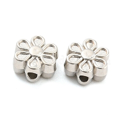 CCBプラスチックビーズ  花  プラチナ  7x7x3.5mm  穴：1mm&nbsp;CCB-K011-08P