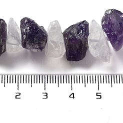 天然アメジストと水晶の原石ビーズ連売り  ナゲット  9~17x7~16x8~14mm  穴：0.9mm  約21~25個/連  7.09''~7.87''（18~20センチメートル）&nbsp;G-P528-A12-01