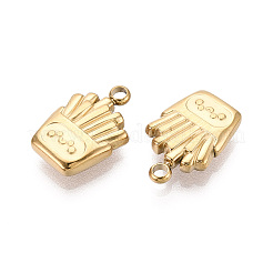 304ステンレスペンダント  イオンプレーティング（ip）  フライドポテトの魅力  18KGP本金メッキ  15x10x3mm  穴：1.8mm&nbsp;X-STAS-T067-80G