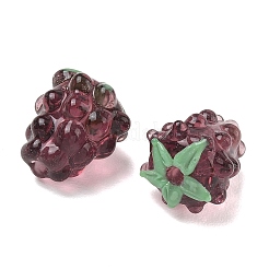 手作りランプワークビーズ  ブドウ  淡いバイオレットレッド  14x12mm  穴：1.5mm&nbsp;X-LAMP-WH0012-02C