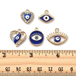 10個5スタイルアロイエナメルペンダント  ライトゴールド  ナザールボンジュウ  ミディアムブルー  12.5~18x13~21x1.8~2.5mm  穴：1.6~2mm  2個/スタイル&nbsp;ENAM-FP0002-43
