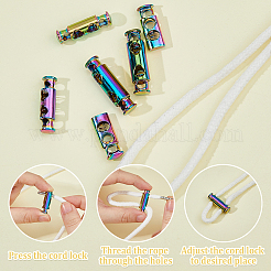 24個 3スタイル 合金スプリングコードロック  2穴  虹色  22.5~31.5x7.5~8.5x5.5~8mm  穴：3.5~6mm  8個/スタイル&nbsp;FIND-HS0001-96