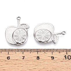304ステンレスペンダント  アップルチャーム  変色防止  ステンレス鋼色  22.8x16x2mm  穴：1.6mm&nbsp;LS-STAS-T065-73P