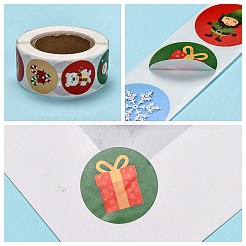 クリスマスタグステッカー  粘着紙ギフトタグステッカー  パーティーのために  装飾的なプレゼント  クリスマステーマの模様  24.5mm  500PCS /ロール&nbsp;LS-DIY-E023-07E