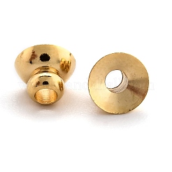 真鍮ビーズキャップ  カドミウムフリー＆鉛フリー  長持ちメッキ  花弁のない  24KGP本金メッキ  6x4mm  穴：2mm&nbsp;KK-H759-35C-G