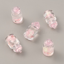 蓄光プラスチックペンダント  内部にポリマークレイ  ボトルチャーム  ピンク  28.5x14.5mm  穴：1.8mm&nbsp;KY-WH0048-14E