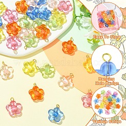 30色のアクリルとキャットアイビーズペンダント6個  花のチャーム  鉄パーツ  ゴールドカラー  ミックスカラー  24mm  穴：3mm  5個/カラー&nbsp;PALLOY-YW00190