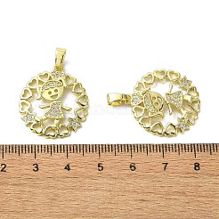 ラックメッキ真鍮マイクロパヴェキュービックジルコニアペンダント  長持ちメッキ  18KGP本金メッキ  鉛フリー＆カドミウムフリー  人間とラウンドする  透明  24.5x22x3mm  穴：5x3mm&nbsp;KK-R157-13B-G