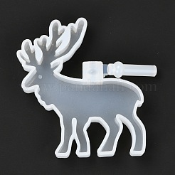 DIY クリスマス ライト シルエット シリコン型  レジン型  粘土工芸の金型ツール  クリスマスのトナカイ/鹿/鹿  ホワイト  68x70x11mm  穴：5mm&nbsp;DIY-P028-09