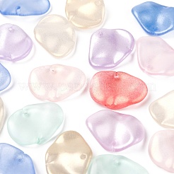 40個透明スプレー塗装ガラスペンダント  艶消し  花びら  ミックスカラー  15x20x4mm  穴：1.4mm&nbsp;GLAA-FS0001-15