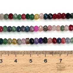 染め加工天然石ホワイトジェイドビーズ連売り  ロンデル  多面カット  ミックスカラー  4x3mm  穴：0.9mm  約118個/連  13.78''（35センチメートル）&nbsp;GG-CBAF9EE-A10-3x4mm