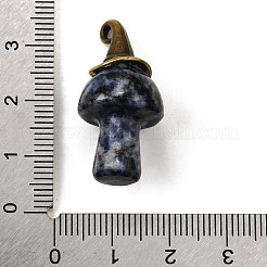 天然混合宝石のキノコペンダント  合金製の魔女帽子付き  アンティークブロンズ  31~31.5x15~15.5mm  穴：1.5x2mm&nbsp;G-D311-02AB