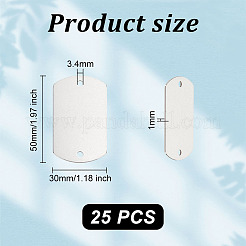 201ステンレススチールコネクタチャーム  空白タグのスタンプ  ステンレス鋼色  オーバル  30x50x1mm  穴：3.4mm  25個/箱&nbsp;STAS-OC0001-22B