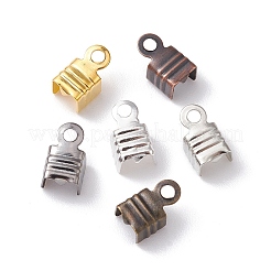 300 個 6 色鉄折りたたみカシメエンドパーツ  圧着コードの端を折ります  ミックスカラー  7x4x4mm  穴：1mm  インナーサイズ：3mm  50個/カラー&nbsp;IFIN-YW0003-25