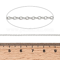 変色しにくい304ステンレススチールアズキチェーン  ハンダ付け  スプールで  フラットオーバル  ステンレス鋼色  1.5x1x0.3mm  約328.08フィート（100m）/ロール&nbsp;CHS-Q001-10-100m