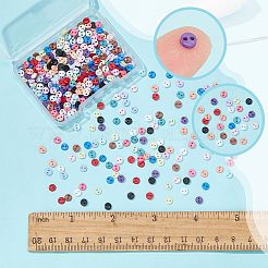 ナイロン小さなボタン  マイクロボタン  縫製のボタン  2穴  ミックスカラー  4.5x1.5mm  穴：0.8mm  450個/箱&nbsp;BUTT-NB0001-15