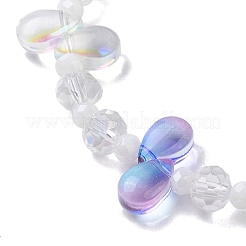 蝶と花の透明ガラスストレッチブレスレット  アクリルチャーム付き  ミックスカラー  2-1/4インチ（5.7cm）&nbsp;BJEW-JB10109