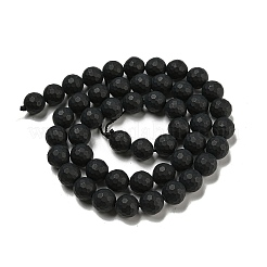 ナチュラルブラックオニキスビーズ連売り  多面カットラウンド  染め＆加熱  艶消し  8mm  穴：1mm  約49個/連  15.1インチ&nbsp;G-D710-8mm-06