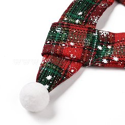 布ペットのクリスマススカーフ  クリスマス 子猫 子犬 タータンチェック 首輪 よだれかけ  ポリエステルのパーツ  グリーン  490x50x4mm&nbsp;AJEW-D051-04A