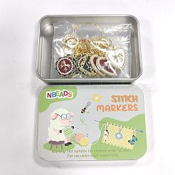 合金エナメルハート/長方形/フラワーペンダントロッキングステッチマーカー  304ステンレススチール留め具付き  ミックスカラー  3.5~3.8cm  6スタイル  2個/スタイル  12個/セット&nbsp;HJEW-AB00024