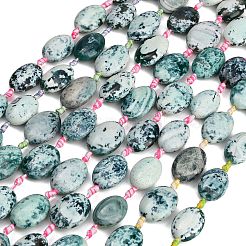 ファイヤーアゲートクラックルビーズ連売り  染め＆加熱  フラットオーバル  ティール  26~27.5x19.5~20.5x9.5~10.5mm  穴：2mm  約12個/連  15.55~15.87''（39.5~40.3センチメートル）&nbsp;GG-CBAE0EB-03C