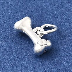 足跡チャーム付きスターリングシルバーの骨925個  丸カンとスタンプ925個付き  銀  5.5x10.5x3.5mm  穴：3.5mm&nbsp;STER-A048-13S