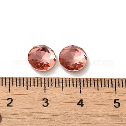 ガラスラインストーンカボション  ポイントバック＆バックメッキ  多面カット  フラットラウンド  パパラチャ  8x3mm&nbsp;RGLA-P037-10B-D262