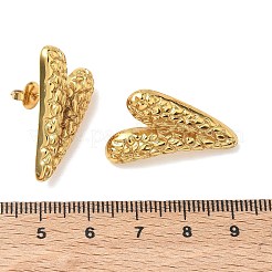 女性用304ステンレススチールスタッドピアス  ハート  イオンプレーティング（ip）  ゴールドカラー  27.5x18.5mm&nbsp;EJEW-K333-12G