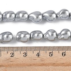 電気メッキガラスビーズ連売り  模造パールビーズ  ナゲット  銀  10~12x9~10x8~9mm  穴：1.2mm  約37個/連  15.75''（40センチメートル）&nbsp;GLAA-Z013-01C-01