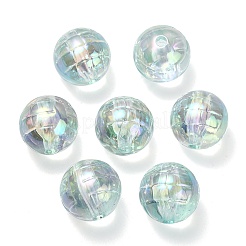 テクスチャード UV メッキ レインボー虹色透明アクリル ビーズ  ラウンド  アクアマリン  15.5mm  穴：2.6mm&nbsp;OACR-C007-09C
