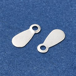 真鍮チャーム  鉛フリー＆カドミウムフリー  ティアドロップ  925銀メッキ  7x3x0.5mm  穴：1mm&nbsp;KK-K383-10S