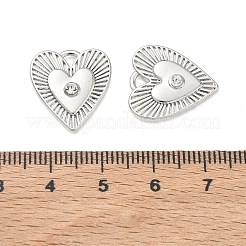 合金ラインストーンペンダント  ハートチャーム  ラックめっき  長持ちメッキ  プラチナ  18x16.5x3.5mm  穴：2x2mm&nbsp;FIND-D044-26P