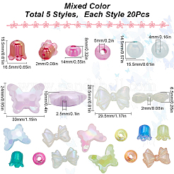 DIYジュエリー作りパーツキット  100個5スタイルのアクリルビーズセット  ミックスカラー  14~24mm  穴：2~5mm  20個/スタイル&nbsp;OACR-SC0001-63