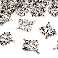 チベット風シャンデリアコネクターパーツ  ニッケルフリー  菱形  アンティークシルバー  35x29x2mm  穴：1.5mm&nbsp;TIBE-BT0001-05AS-NF
