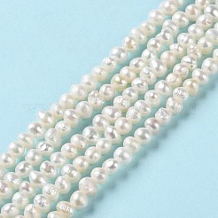 天然養殖淡水パールビーズ連売り  ポテト  グレード3 A  パパイヤホイップ  3~4.5x3~4mm  穴：0.5mm  約101個/連  13.78インチ（35cm）&nbsp;PEAR-E018-60