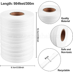 DIYジュエリー作り用のラフィアペーパーコード1ロール  紙ひも  ホワイト  1/4インチ（8mm）  300 m /ロール  1roll /セット&nbsp;OCOR-BC0001-54B
