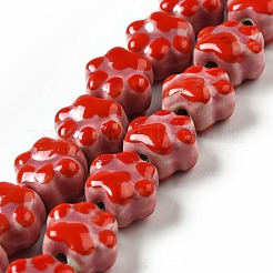 手作りプリント陶器ビーズ  足跡  淡いバイオレットレッド  13.5x15x9.5mm  穴：1.8mm&nbsp;X1-PORC-F005-02D