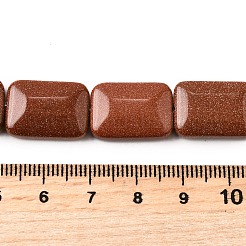 合成ゴールドストーン金砂石ビーズ連売り  長方形  18x13x5.5mm  穴：1mm  約11個/連  7.68''~7.87''（19.5~20センチメートル）&nbsp;G-S386-A06