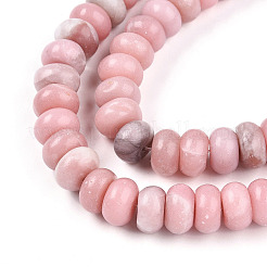 天然石ピンクオパールビーズ連売り  ロンデル  10~10.5x5~6mm  穴：0.8mm  約62~79個/連  14.76~15.35インチ（37.5~39cm）&nbsp;G-T140-75A
