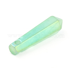 電気メッキ天然石英尖端ペンダント  染め  多面カット  弾丸  40x9x9mm  穴：3mm&nbsp;G-B017-04