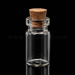 ガラスボトルビーズ瓶保存容器  コルク栓付き  ウィッシングボトル  透明  13x23mm  内径：13mm  コルク栓：12~14x11~12mm&nbsp;CON-BC0004-02