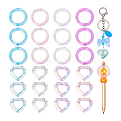 24個8スタイルメッキアクリルビーズ  混合図形  ミックスカラー  24~36.5x27~36.5x7~8mm  穴：2.2~3mm  3個/スタイル&nbsp;FIND-PH0022-04