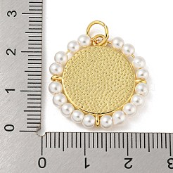 ラックメッキ真鍮チャーム  プラスチック製の模造真珠とジャンプリング付き  カドミウムフリー＆鉛フリー  長持ちメッキ  聖者とフラットラウンド  18KGP本金メッキ  24x24x3.5mm  穴：4.4mm&nbsp;KK-A200-10G