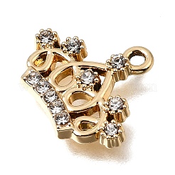 UVメッキ合金クリスタルラインストーンペンダント  クラウンチャーム  ゴールドカラー  14x17x2.5mm  穴：1.5mm&nbsp;RB-CBAD37D-16G