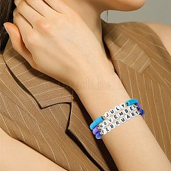 12か月分 ポリマークレイ&アクリルビーズストレッチブレスレットセット 女性用  ミックスカラー  内径：2-1/8インチ（5.3cm）  12個/セット&nbsp;BJEW-SW00144