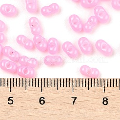 焼付塗装ガラスシードビーズ  ピーナッツ  ショッキングピンク  6x3.5x3mm  穴：1mm  約4500個/ポンド&nbsp;SEED-L011-09A-27