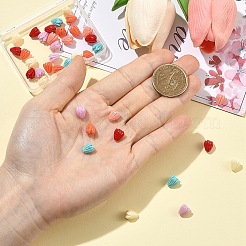 6色染め合成サンゴビーズ60個  DIYのジュエリーには  ジャスミンの花  ミックスカラー  8~8.5x6.5~7mm  穴：1mm  10個/カラー&nbsp;CORA-YW0001-05