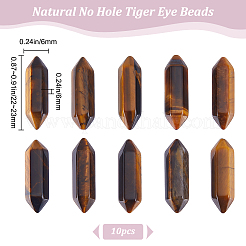 天然タイガーアイ10個、穴なし  ファセット弾丸  二重終端点  22~23x6x6mm&nbsp;G-BBC0001-14